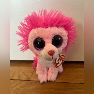 Pink lion beanie baby